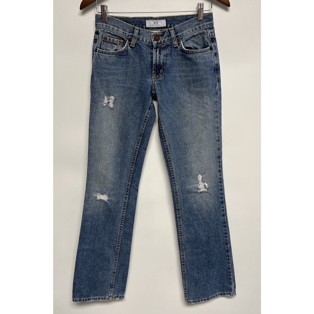 Vintage Y2K Armani Exchange Low Rise Jeans Women Sz 0 28x32 Blue Bootcut Preppy